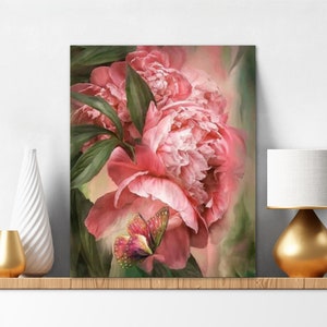 Kit de pintura floral por números para adultos, peonías rosas y mariposas, acrílico sobre lienzo, arte moderno de pared con flores, regalos, manualidades DIY para regalar 186