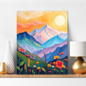 Mountain Art Paint By Numbers Kit for Spring Mountains Painting Kit DIY Birthday Mindfulness Gift Set Christmas Gift Coloring by Number 324