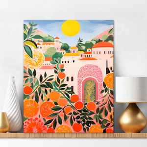 Paint By Numbers Kit for Adults Orange Tree Village Landscape Easy Acrylic DIY Painting By Numbers Mediterranean Travel Gift Christmas 251