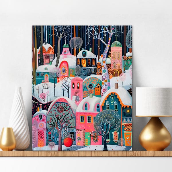 Schilderen op nummer voor volwassenen schattig kerstdorp 's nachts winter DIY schilderij kit natuur muur kunst cadeau voor makers kerstcadeau 293