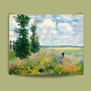 Kit di pittura con i numeri per adulti, Campi di papaveri di Monet vicino a Argenteuil, kit di pittura fai da te, regalo di Natale, regalo di compleanno, set di consapevolezza 45
