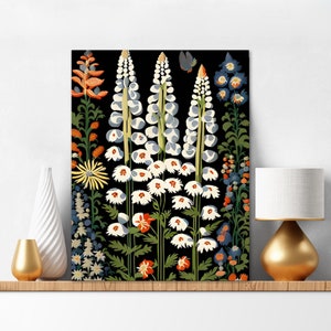 Paint By Numbers Kit For Adults Wild Flowerful Simple Acrylic Flowers Folksy Modern Art Painting Kit Wall Art Bright Colors Gift 225
