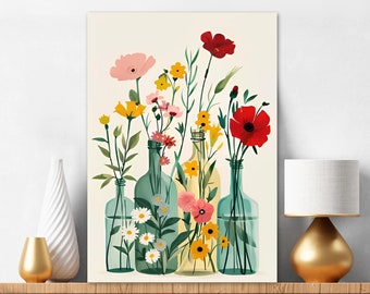 Paint By Numbers Kit For Adults Wildflowers in Jars on a Beige Background Diy Acrylic Painting Kit Nature Wall Art Crafters Gift Home 248