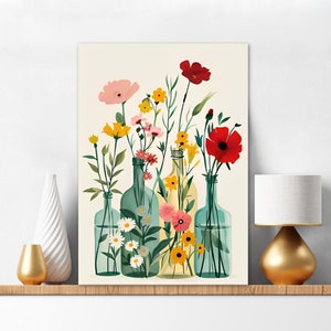 Paint By Numbers Kit For Adults Wildflowers in Jars on a Beige Background Diy Acrylic Painting Kit Nature Wall Art Crafters Gift Home 248