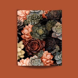 Kit di pittura con i numeri per adulti, kit di pittura fai da te con piante grasse, pesca e verde, attività di consapevolezza, fiori e piante, regalo di Natale 286