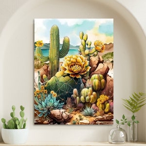 Kit per dipingere con i numeri, fiori di cactus selvatici per adulti, pittura con i numeri fai da te, attività di consapevolezza, natura, piante, pittura acrilica, regalo per la mamma 144