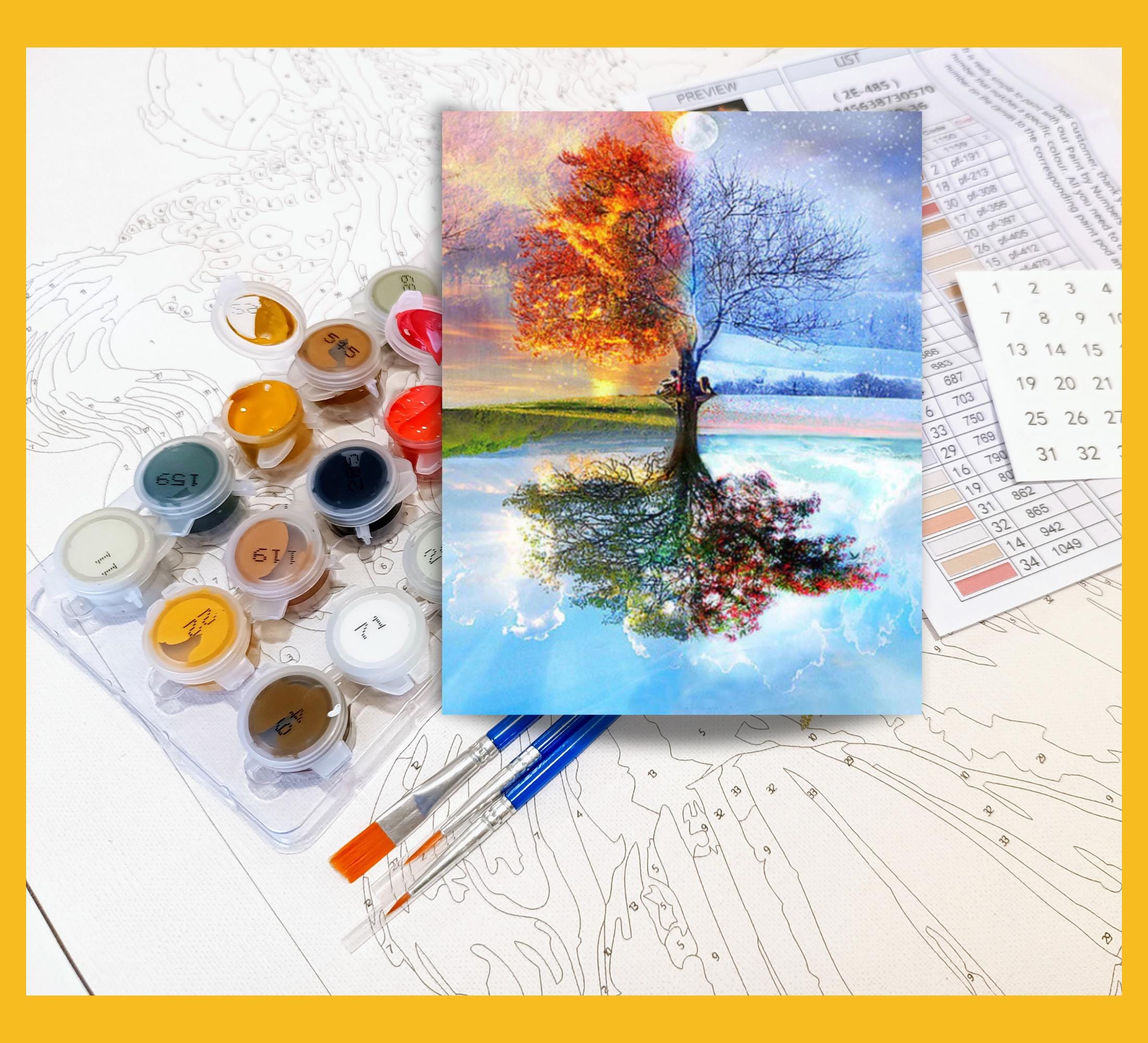 Paint by Numbers Kit for Adults Tree of Seasons Painting Kit Birthday ...