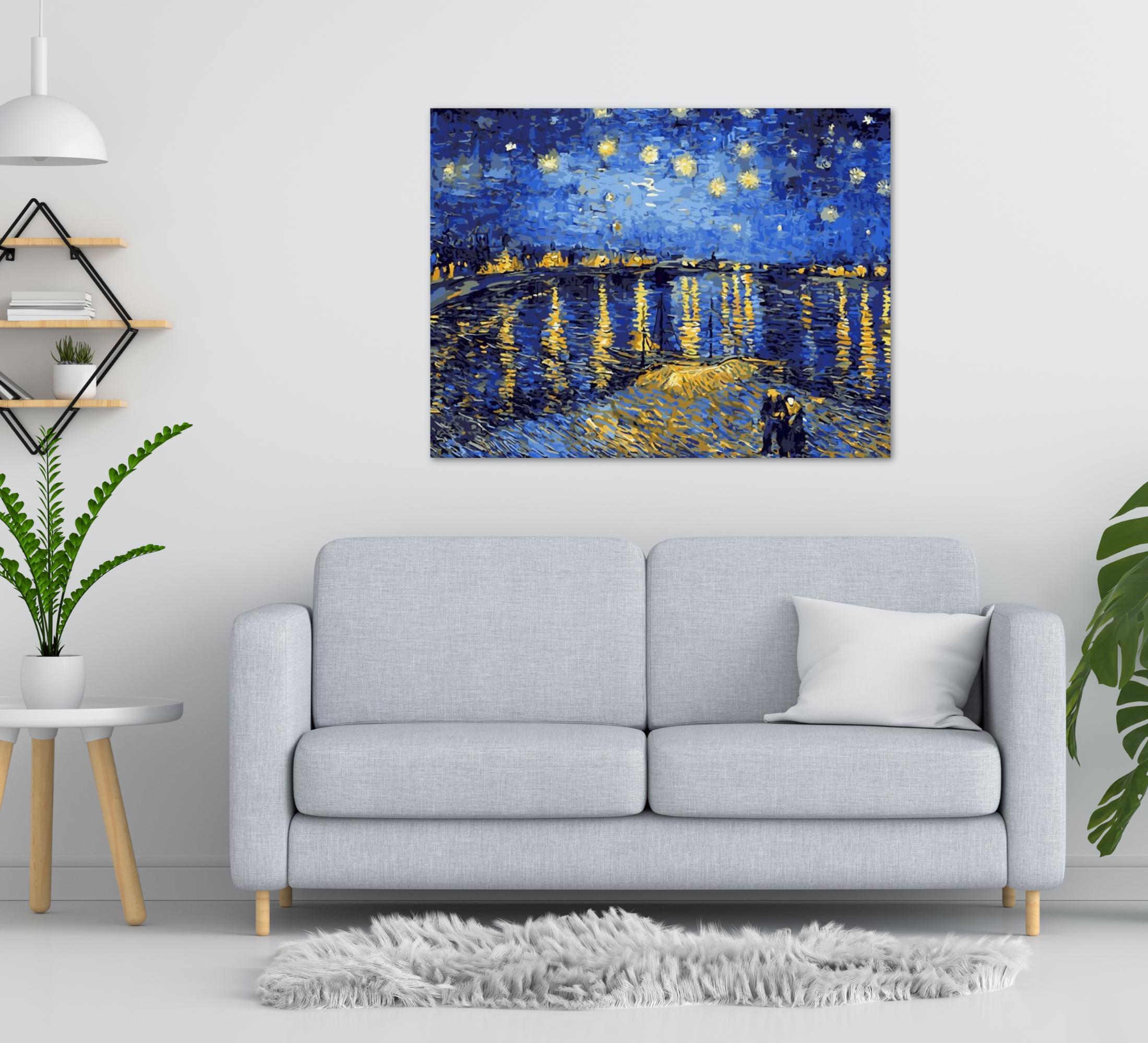 Peinture Par Numéros Artnapi Nuit Étoilée Van Gogh - Kit DIY Toile 40x50cm Sans Cadre Pour Adultes Et Débutants