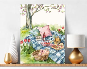 Kit de pintura por números para adultos: Picnic con tulipanes rojos, paisaje. Regalo ideal para amantes de la gastronomía. Manualidades para hacer tú mismo. Regalo de Navidad para un amigo. 376