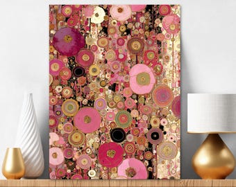 Diamond Painting Kit Klimt Style Pink Floral Art Crystal Art Kit 2498
