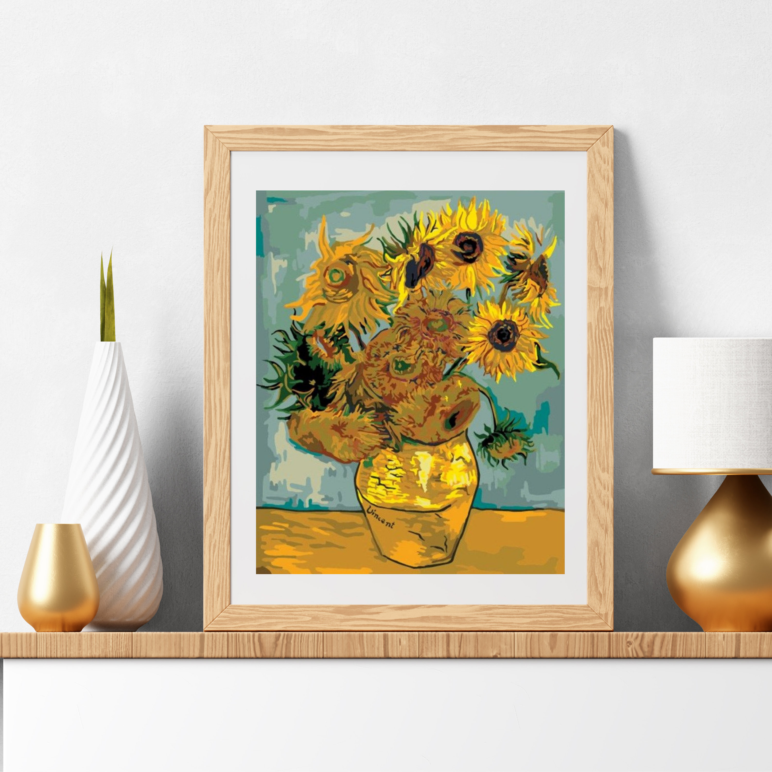 VIKMARI Paint by Number for Adults Painting by Numbers Kits Van Gogh Sunflower DIY Acrylic Painting by Numbers Van Gogh for Wall Decor 40 x 50 cm