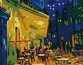 Paint By Numbers Cafe Terrace at Night By Van Gogh Painting Kit - 59