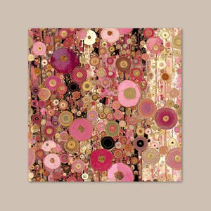 Paint By Numbers Kit for Adults Klimt Style Pink Floral Art Square Set
