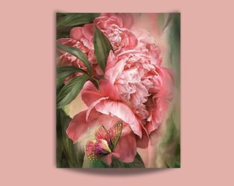 Paint By Number Kit for Adults Pink Peonies and Butterfly Flower Acrylic on Canvas Modern Wall Art Gifts Diy Crafts Activity 186