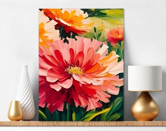 Paint By Numbers for Adults Chrysanthemum Garden Flowers in Bright Pink and Yellow Diy Painting Kit For Adults Relaxing Birthday Gift 335