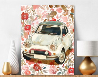 Paint By Numbers Kit For Adults Classic Italian Car DIY Acrylic Painting Set Flower Background City Wall Art Watercolor Style Gift 422