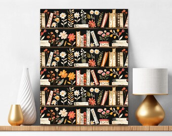 Paint By Numbers For Adults Bookshelf, Book Worm Art Acrylic Painting Kit Nature Folk Art Flowers Book Lover Gift Relaxing Activity 373