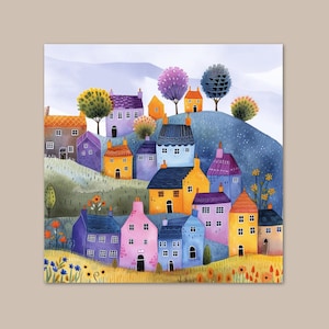 Peinture à numéros pour adultes Petite maison de village avec fleurs sauvages Kit de peinture acrylique Paysage Art mural Cadeau pour bricoleur Cadeau de Noël 377