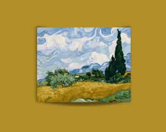 Painting By Numbers for Adults, Van Gogh Wheatfield With Cypresses, Easy Acrylic Painting Kit Nature Landscape Wall Art Diy Painter Gift 64
