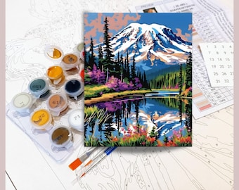 Malen nach Zahlen für Erwachsene Verschneite Berglandschaft Wilderness Abstrakte Malerei Kit Natur Wand Kunst Geschenk für Handwerker Winterszene 187