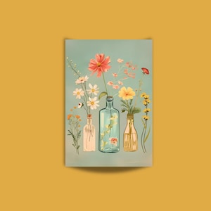 Paint By Numbers Kit For Adults Wildflowers in Jars in a Mint Background Diy Acrylic Painting Kit Nature Wall Art Crafters Gift Home 247