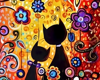 Painting By Numbers for Adult Cute Cats and Flowers Painting Kit Diy Art Print Cute Kitten Paint By Numbers Teen Gift for Friends 96 Premium