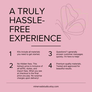 A pink background with black text and a butterfly graphic.