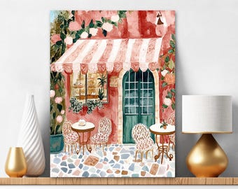 Diamond Painting Kit Bakery Shop Front and European Terrace, City Scene Painting Set, Travel Gift, DIY Easy Drill Paint Kit 412