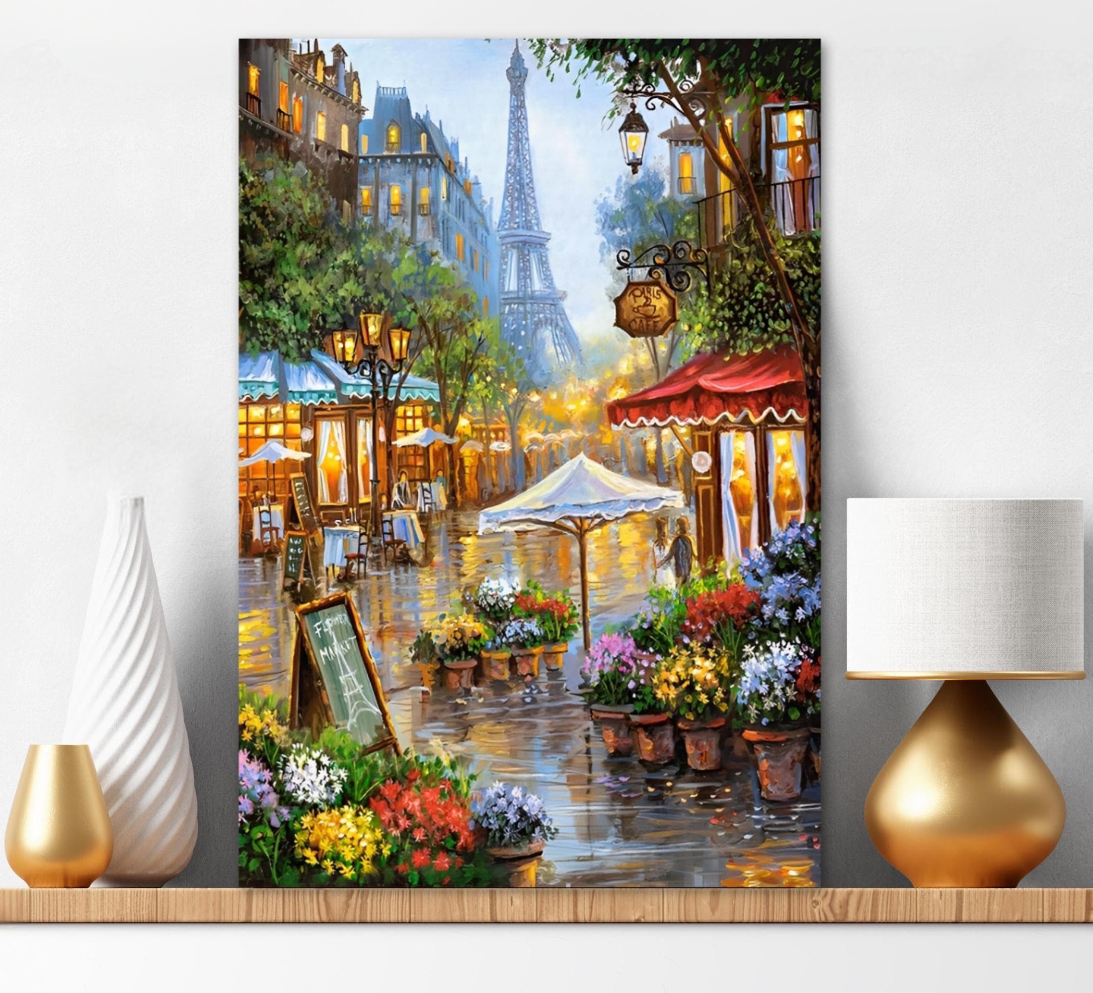 Paint By Number Kit For Adults Paris France Eiffel Tower Diy Painting Set Gift for Art Lovers City Landscape Wall Art Christmas Gift 80
