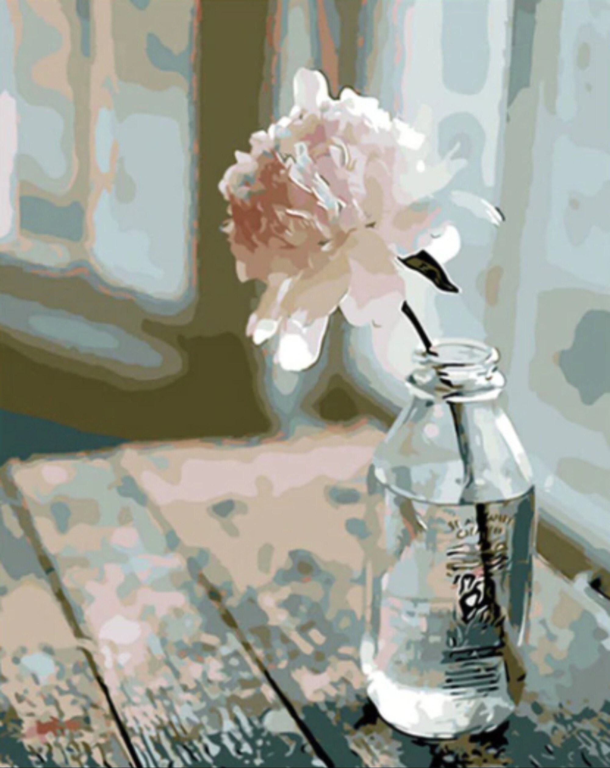 Paint By Numbers for Adults - Flower in a Bottle With Water Painting Kit - 25