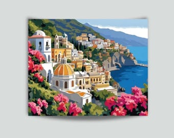 Paint By Numbers Kit For Adults Amalfi Coast Italy View Diy Painting Kit Italian Art Travel Gift Acrylic Painting By Number Xmas Gift 194