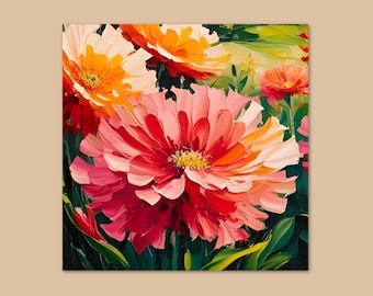 Paint By Numbers for Adults Chrysanthemum Garden Flowers in Bright Pink and Yellow Diy Painting Kit For Adults Relaxing Birthday Gift 335