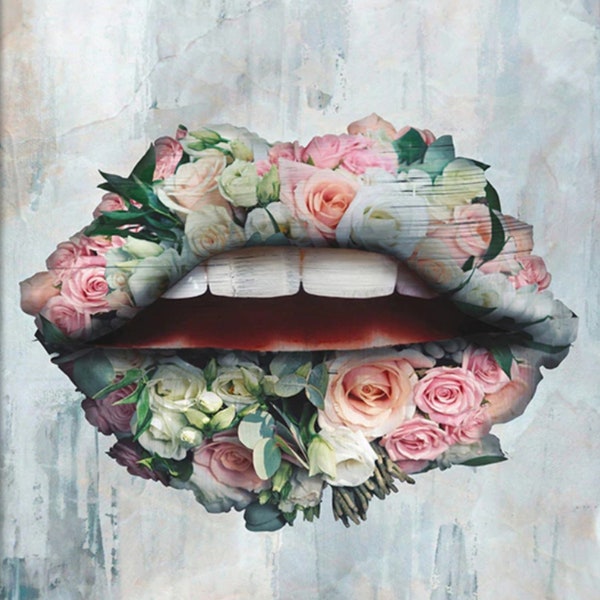 Malen nach Zahlen DIY Kit für Erwachsene - Lippen mit Rosen Painting Kit - 37