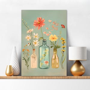 Paint By Numbers Kit For Adults Wildflowers in Jars in a Mint Background Diy Acrylic Painting Kit Nature Wall Art Crafters Gift Home 247