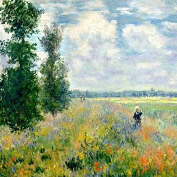 Kit de peinture Peinture à numéros Champs de coquelicots près d'Argenteuil par Claude Monet - 45