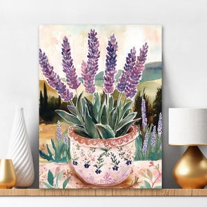 Diamond Painting Kit Purple Flowers Lavender Pot Painting Kit Nature Wall Art Gift for Flower Lovers Christmas Set 426