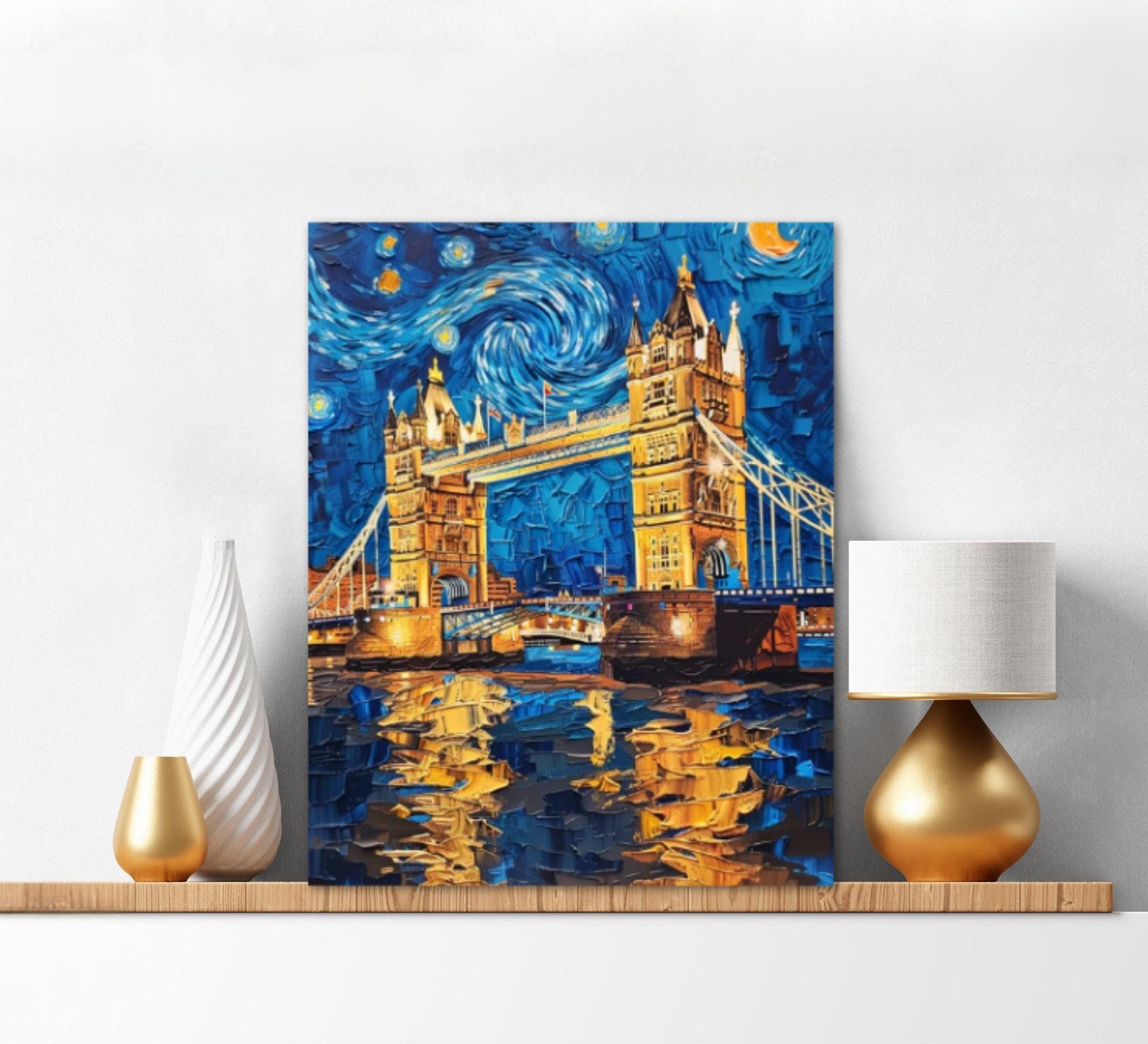 Kit Peinture Par Numéro - Tour De Londres Et London Bridge 40x50 Cm - Toile Acrylique Prête à Accrocher Ou Sans Cadre - Loisir Créatif DIY