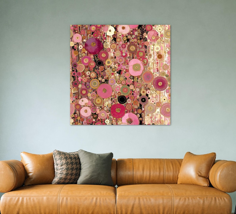 Paint By Numbers Kit for Adults Klimt Style Pink Floral Art Square Set 2498 image 5