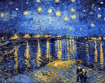 Paint By Numbers Starry Night Over the Rhône By Van Gogh Painting Kit - 48