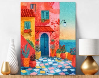 Diamond Painting Kit Vibrant Color Mediterranean Coastal Villa Easy Drill  Painting Europe Travel Gift Christmas 449