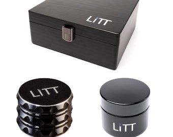 LiTT Stash Box con LiTT Original Grinder & LiTT 50ml Jar Ultimate Stash Box Bundle include il macinino per erbe/spezie Barattolo UV Premium Box Stash Box