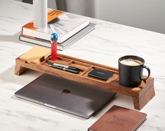 Desk Organizer da scrivania in legno rustico trasparente Soluzione di archiviazione elegante e pratica Organizer da scrivania - Perfetto per la casa o l'ufficio! Ottimo regalo