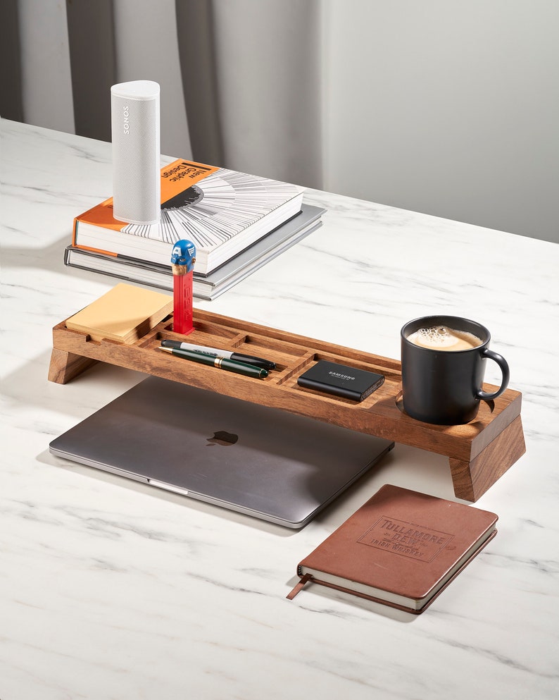 Desk Organizer da scrivania in legno rustico trasparente Soluzione di archiviazione elegante e pratica Organizer da scrivania Perfetto per la casa o l'ufficio Ottimo regalo immagine 1