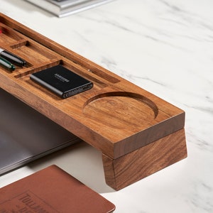 Desk Organizer da scrivania in legno rustico trasparente Soluzione di archiviazione elegante e pratica Organizer da scrivania Perfetto per la casa o l'ufficio Ottimo regalo immagine 4