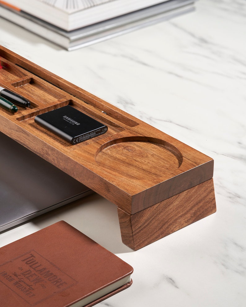 Desk Organizer da scrivania in legno rustico trasparente Soluzione di archiviazione elegante e pratica Organizer da scrivania Perfetto per la casa o l'ufficio Ottimo regalo immagine 4