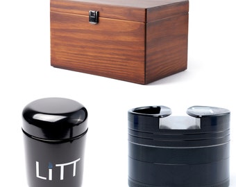 LiTT Trunk Stash Box With XL Grinder & 250 Jar Largest Box and Grinder Available Rolling Box Secret Stash Herb Spice UV Jar Smell Proof Gift