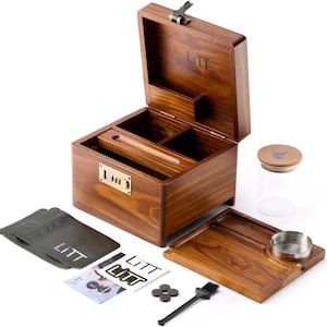 LITT - Stash Box Set with Glass Jar, Hidden Tray, and Storage Box