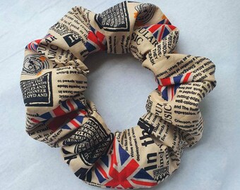 Scrunchie Union Jack Vintage Newspaper Pop  Print