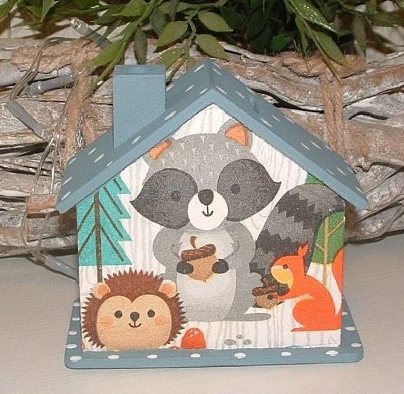 Spardose Haus aus Holz Waldtiere mit Namen Verschiedene Farben Weihnachtsgeschenk, Einschulung,Babygeschenke,Geburtstag Bild 9