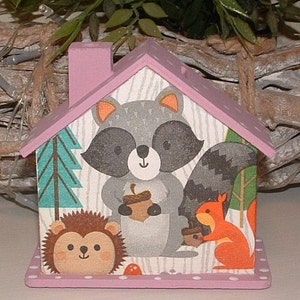 Spardose Haus aus Holz Waldtiere mit Namen Verschiedene Farben Weihnachtsgeschenk, Einschulung,Babygeschenke,Geburtstag Bild 8
